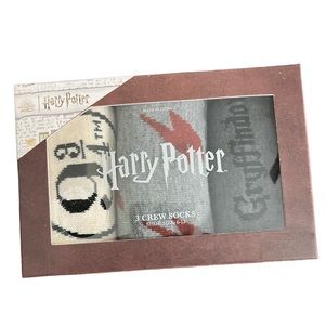 Harry Potter Unisex Crew Socks Three Pack Size 6-12 New In Box Gift Idea.